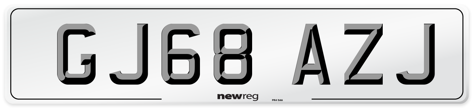 GJ68 AZJ Number Plate from New Reg